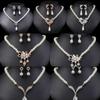 Korean Style Women Necklace Dangle Earrings Water Drop Earrings Bridal Wedding Jewelry Set