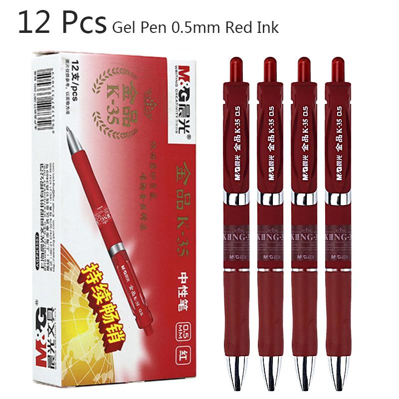 M&G 6/12 Pcs Gel Pen 0.5mm Black Ink & Red Ink Back To School Stationery Office Writing Stationery Student Exam Signature Pen