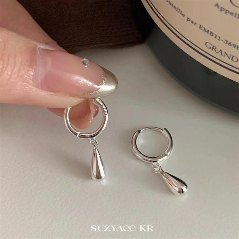 Stainless Steel Symmetry Water Tear Drop Small Earrings For Women Fashion With Zircon Accessories