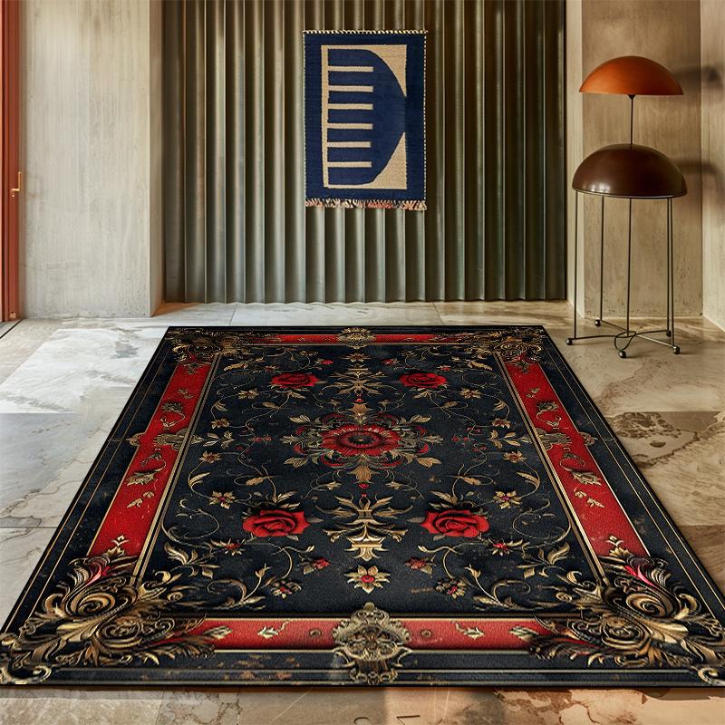 Persischer Teppich für Wohnzimmer Klassische Heimdekoration Luxusteppich Rutschfest Schlafzimmerdekoration Arbeitszimmermatte Waschbar Couchtischteppich