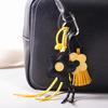 1 Pieza Lindo Llavero de Cuero con Borla de Flor, Cuerda Trenzada, Colgante para Bolso, Cartera, Mochila, Accesorios