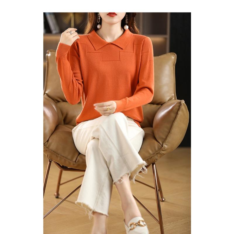 DAFIFY Dam Mode Casual Höst Vinter Enfärgad Tryck Långärmad POLO Hals Tröjor