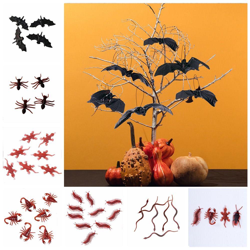 10Pcs/set Centipede Simulation Cockroach Model Simulation Fake Rubber Cockroach  Halloween Party