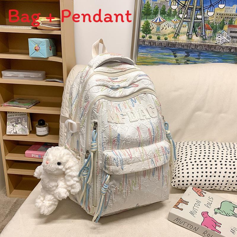 Girls Nylon School Backpack With Letter Pattern And Top Handle For School And Travel