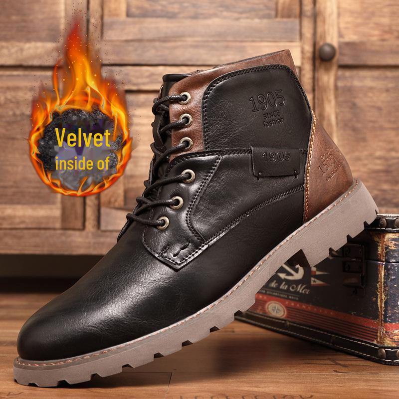 Men's Cross-Border Martin Boots: Casual Zipper High-Top Desert Work Boots, Large Size, Retro Style for Autumn and Winter.