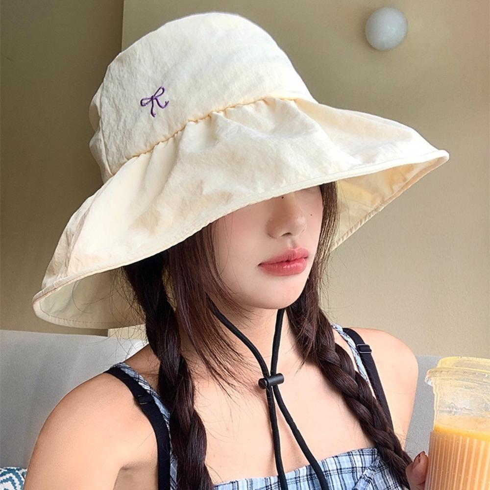 Quick Dry Fisherman Hat Korean Women's Sun Hat Casual Bow Bucket Hat  for Girls