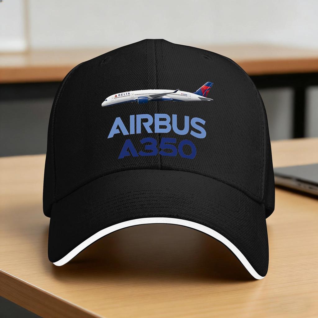 Summer Airbus A350 Airplane Baseball Cap Outdoor Gym Fitted Retro Print Sun Trucker Hat Men Adult Breathable Snapback Cap