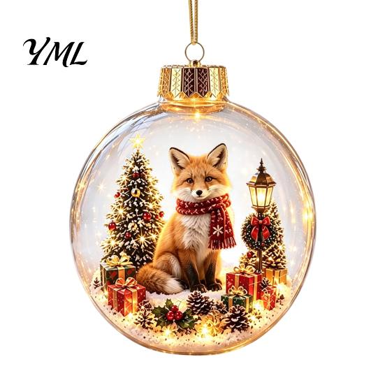 Decorative Holiday Gift Ideas Glowing Christmas Story Ornament, Mini Scene In Ball with Warm LED Unique Exchange Gifts Light, 3D Clear Acrylic Hanging