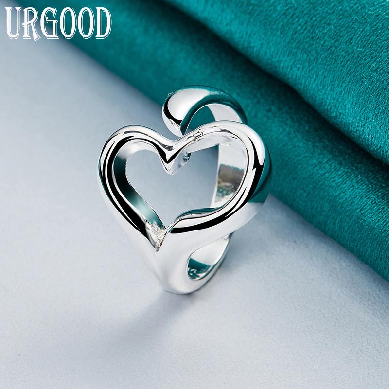 Verstellbarer Herzring aus 925er Sterlingsilber, romantisches Geschenk, Modeschmuck