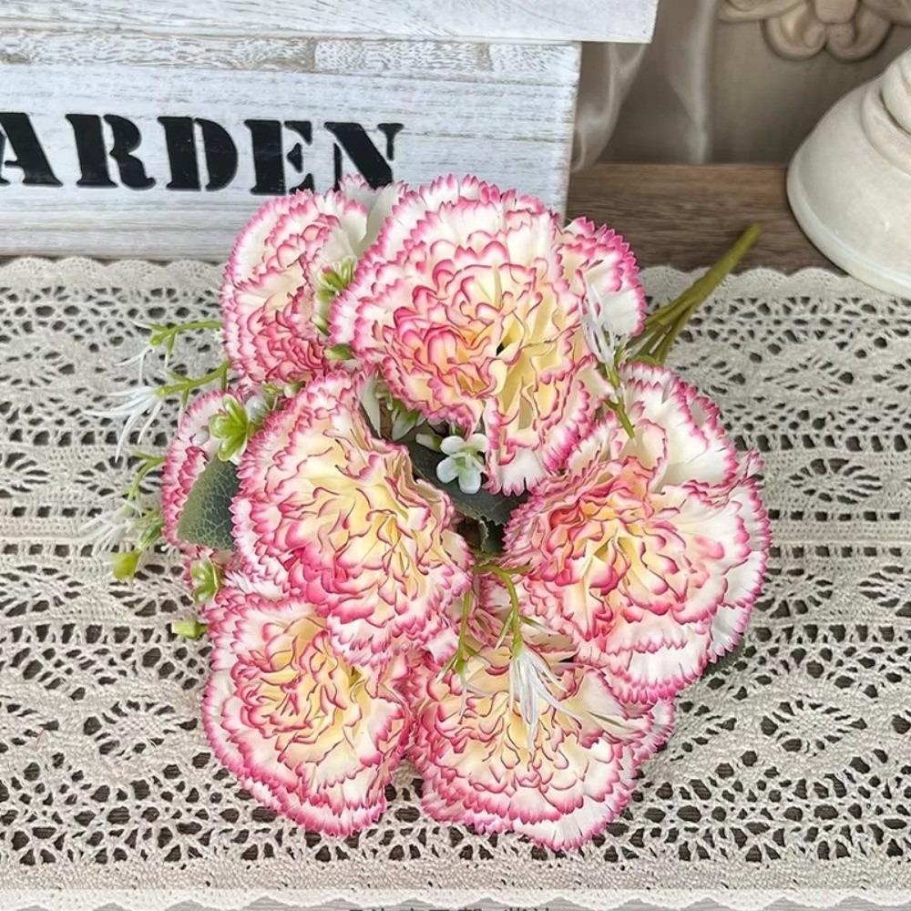 Fashion 7-Heads Fake Carnation Silk Simulated Bouquet-Artificial Flowers Fake Flower Party Decor & Holiday Gifts