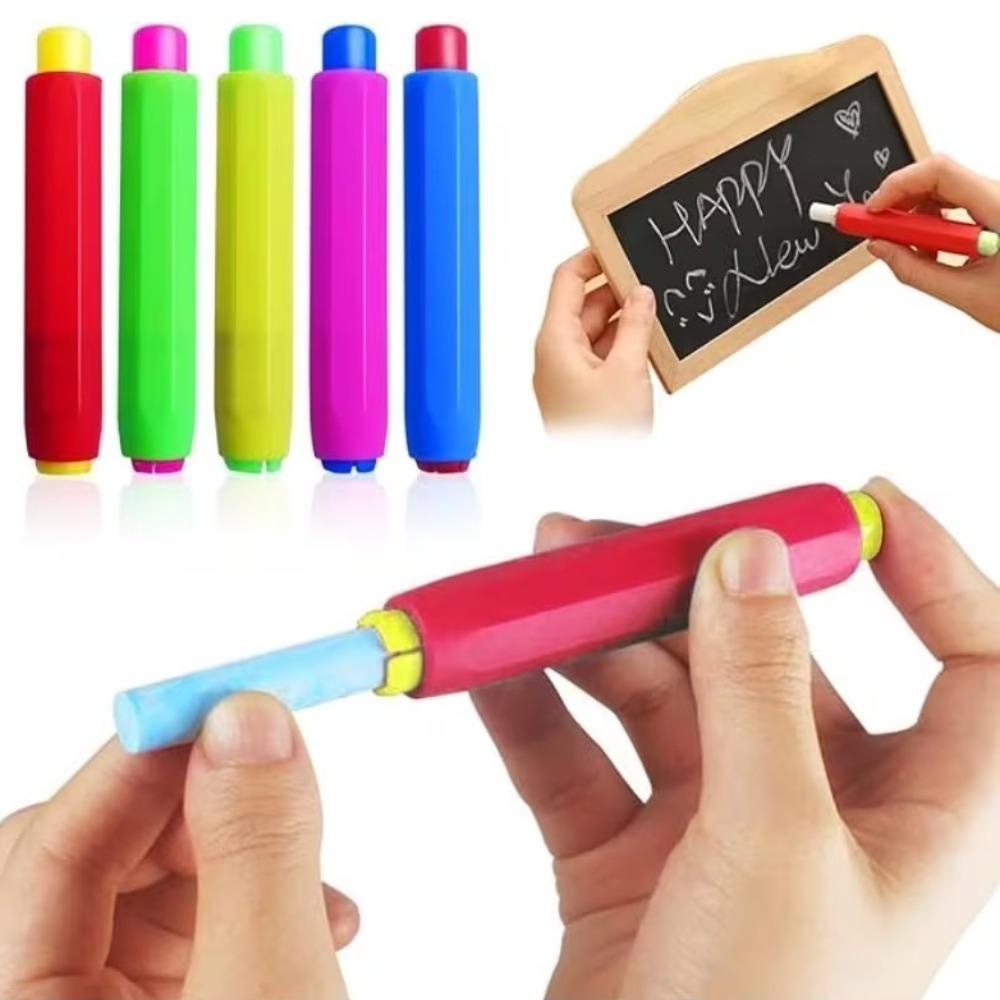 Press Design Chalk Holder Colorful Chalk Clip for Teachers Writing Children Drawing Board Accessories Reusable Teacher Supplies