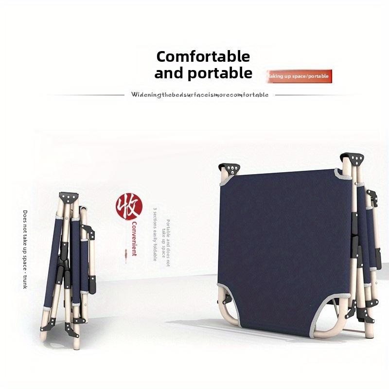 Single Foldable Bed for Office Nap Outdoor Camping Beach Emergency Use Lightweight Steel Frame Portable Lounge Chair