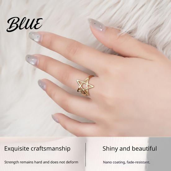 Hollow Star Shape Finger Ring Thumb Adjustable Opening Design Titanium