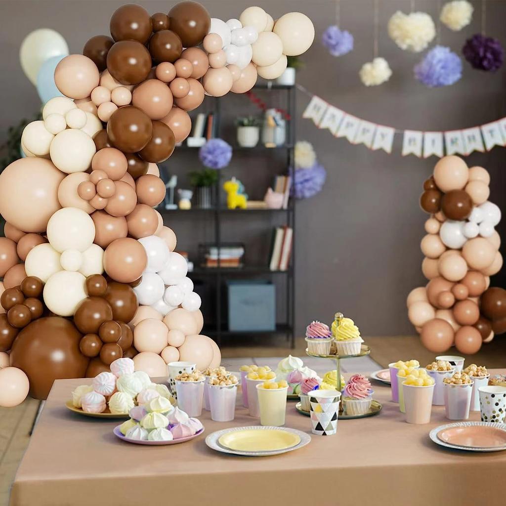 Brown Balloon Wreath Set Nude Coffee Bohemian Neutral Balloon Woodland Teddy Bear Theme