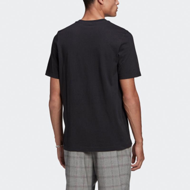 Adidas Originals Trefoil Logo Print Short Sleeve Crew Neck T-Shirt Men Tops Black GN3462