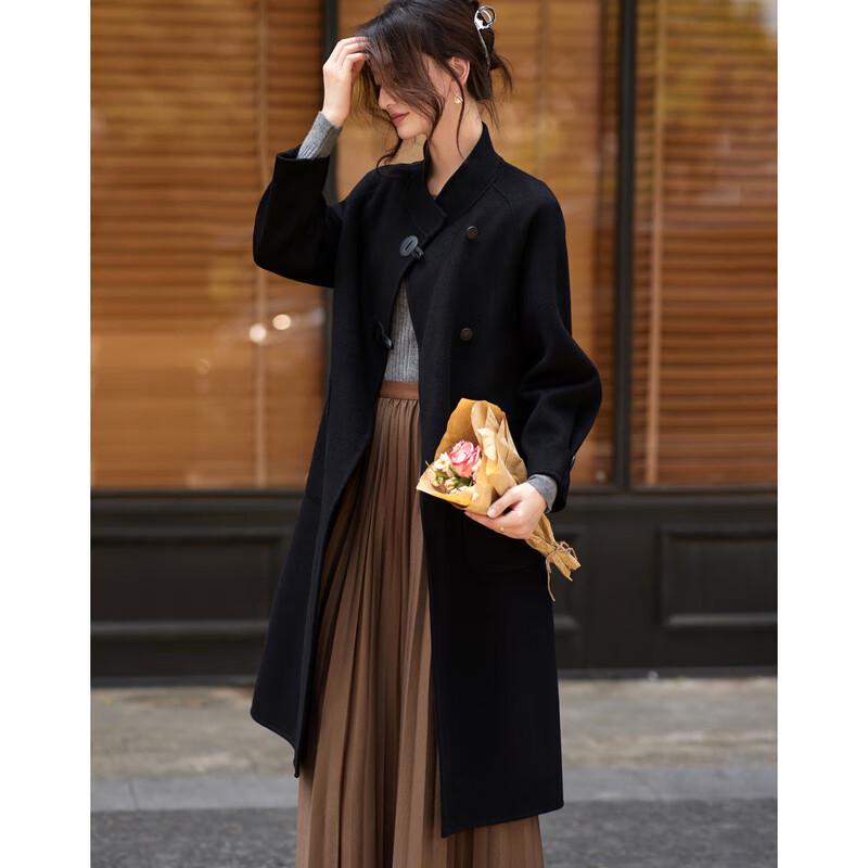 Sishui Nianhua Women's Elegant Mid-Length Wool Blend Coat L22009N1