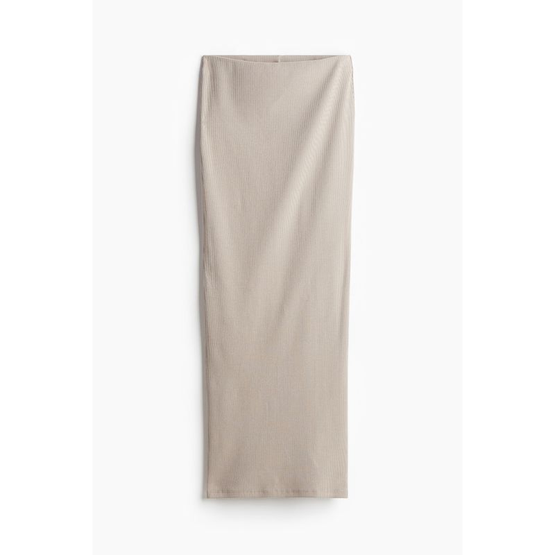 

HM Women s Skirt Fall Slim Fit Cotton Straight-leg Rib Casual Dress 1228745 Light rice Gray 170/100(XL)