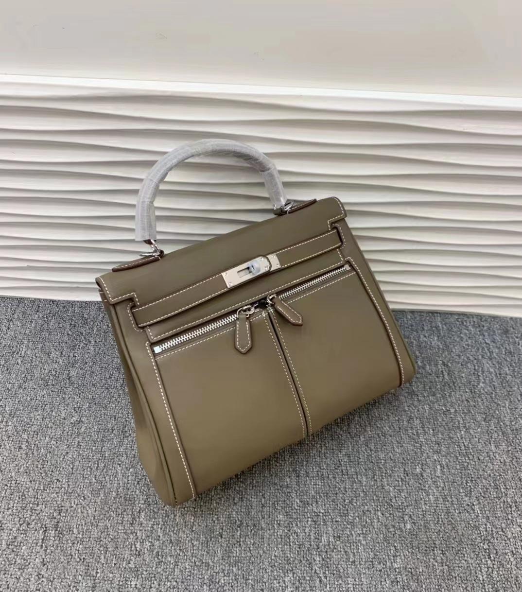 

Новая сумка Swift Cowhide Retro с двумя карманами на молнии из натуральной кожи с большой вместимостью для поездок на работу через плечо 25x9x19cm серый