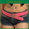 Punk Belt Pu With Letter Design Alloy Buckle And Water Diamond Decor Casual For