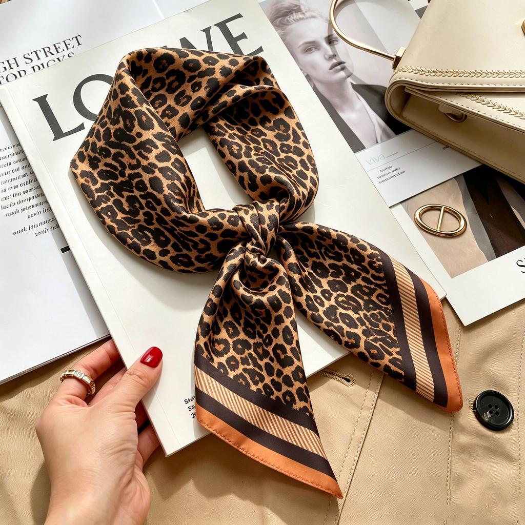 Simple temperament Spring and summer female imitation silk scarf versatile Korean version casual small square scarf neck protection decorative scarf