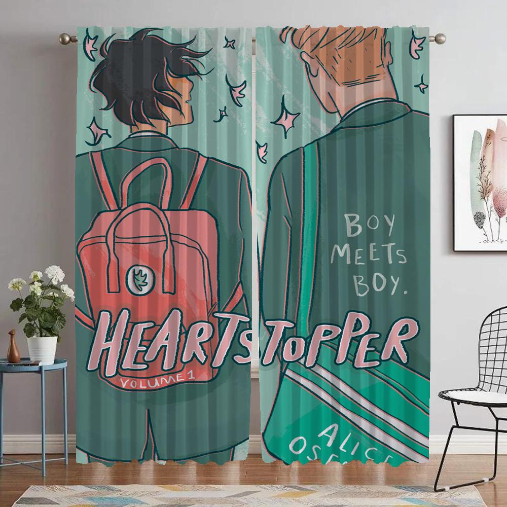 Heartstopper Curtains Child Room Blackout Curtain for Room 2 Panel Shades Tulle for Bedroom Halloween Decoration Partition Home