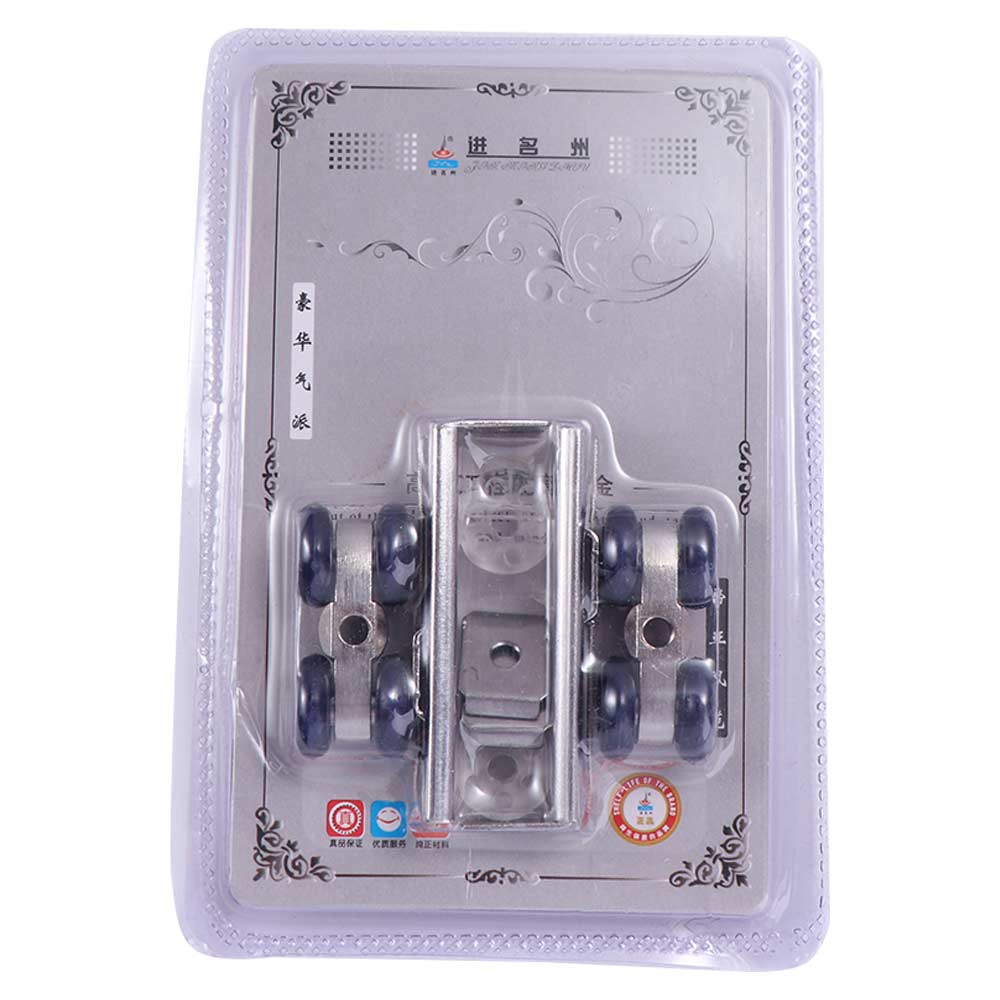 2pcs/set Metal Rail Track Pulley Convenient Hanging Wheels Runners Sliding Door Roller Wood Door