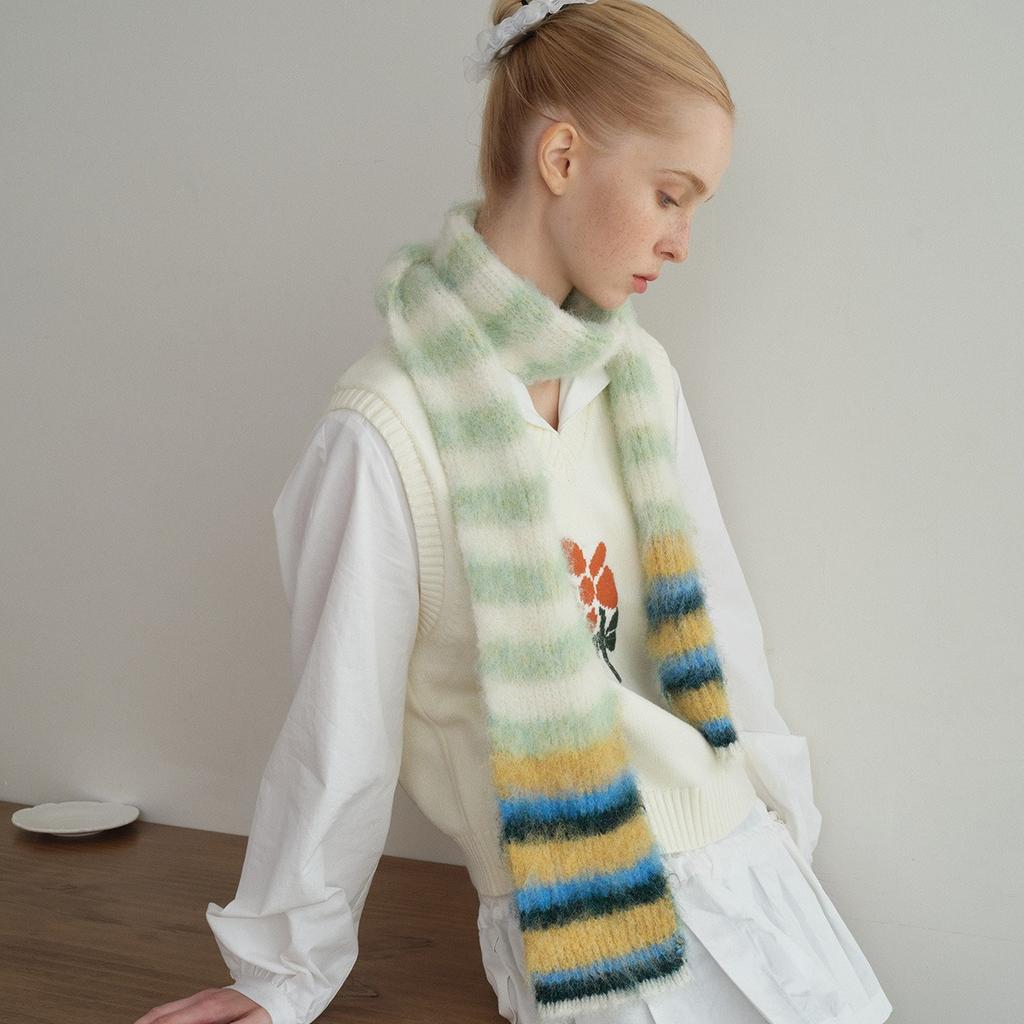 Rainbow Knitted Scarf Versatile Thick Knitted Wrap Neck Scarf Shawl Fashionable Coldproof Knitwear For Business Travel Outdoor