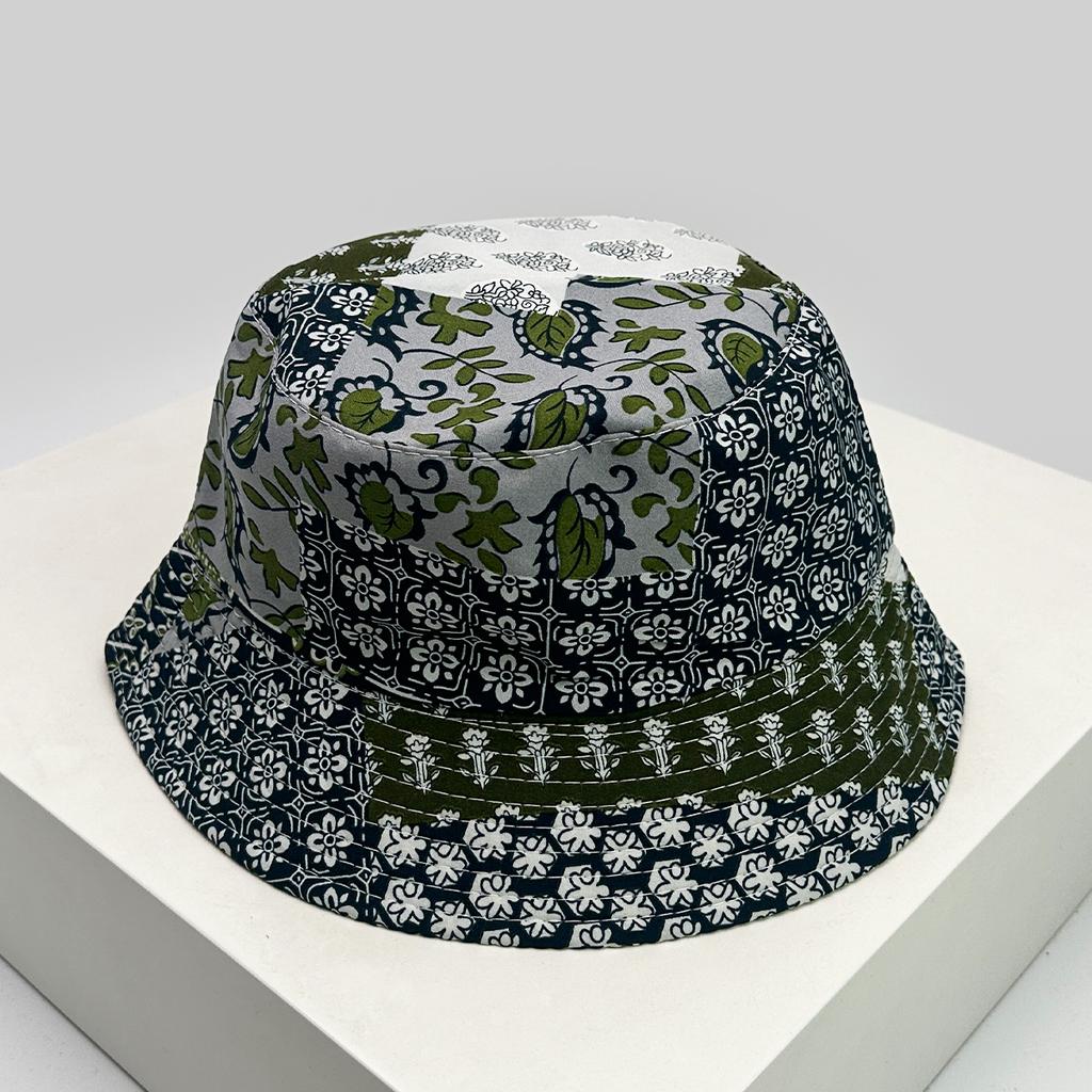 Sunshade Color Block Fashion Double Sided Fisherman Cap Versatile New Unisex Montage Printed Flowers Leaves Graffiti Bucket Hats