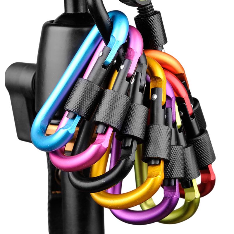 Carabiner Clips with Screw Gate 4Pcs Carabiners Hiking Clips with 7mm Diameter Aluminum Rod EDC Outdoor Camping Equipment Hook