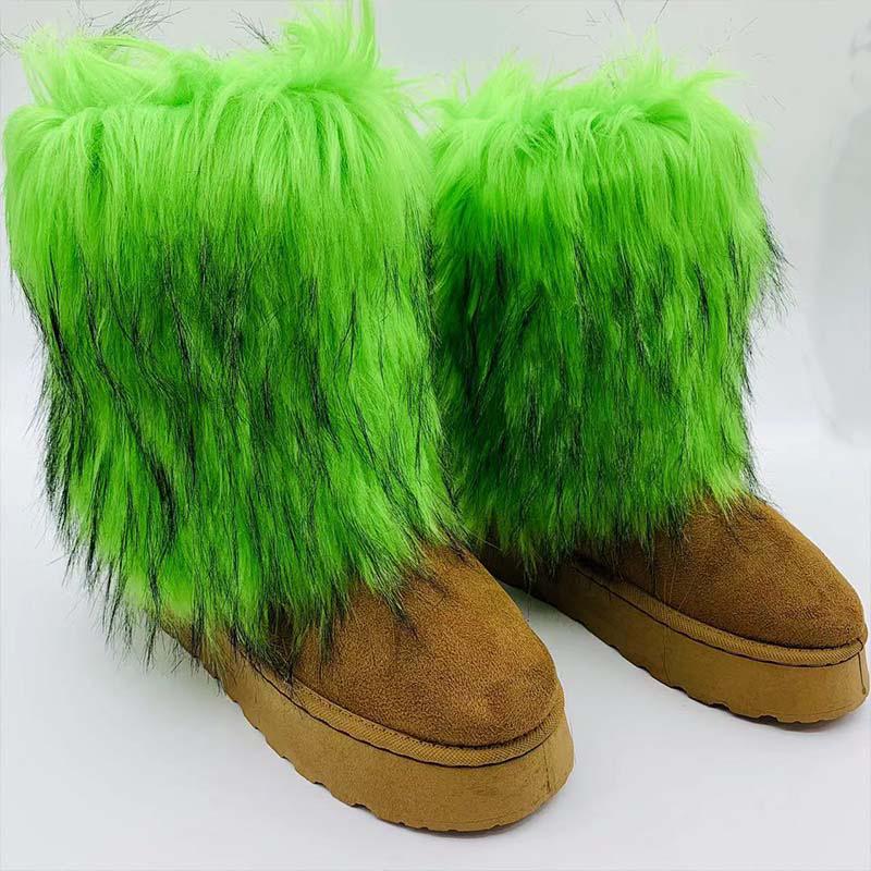 Women`s Trendy Mid-Calf Fur Boots -