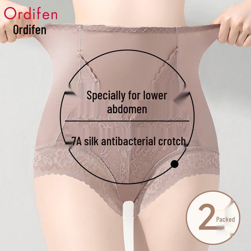 

Женские трусы-слипы с высокой талией и кружевом для контроля живота, 2 шт. L