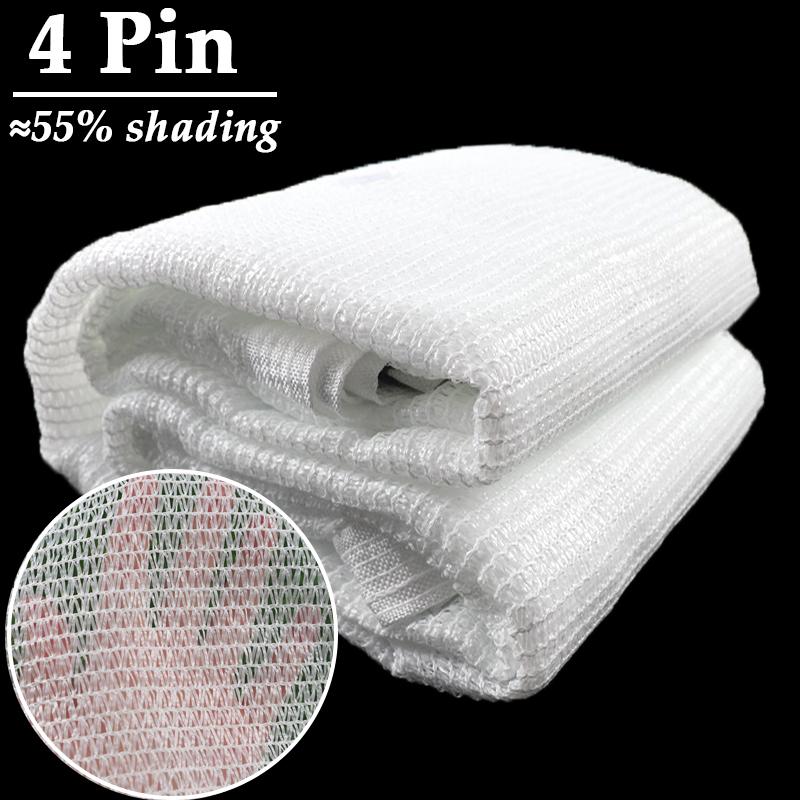 4Pin 55% Shading White Sun Shade Net Greenhouse Shading Cover Balcony Gazebo Sunshade Net Garden Succulent Plants Sun Shelter (as the picture,1x1m)