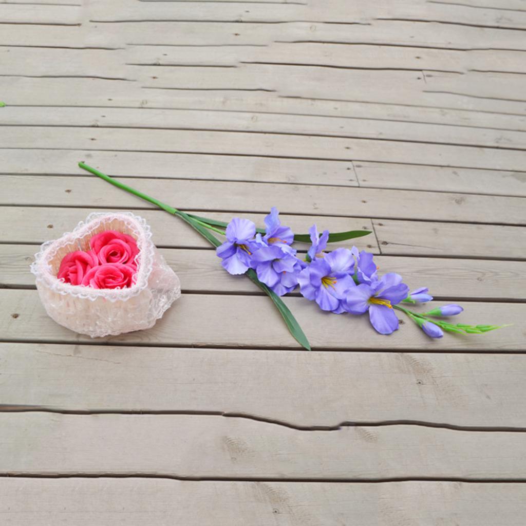 Home Decor Artificial Gladiolus Flower Yellow Silk Lifelike Fake Flower for Wedding Table Arrangement Centerpiece