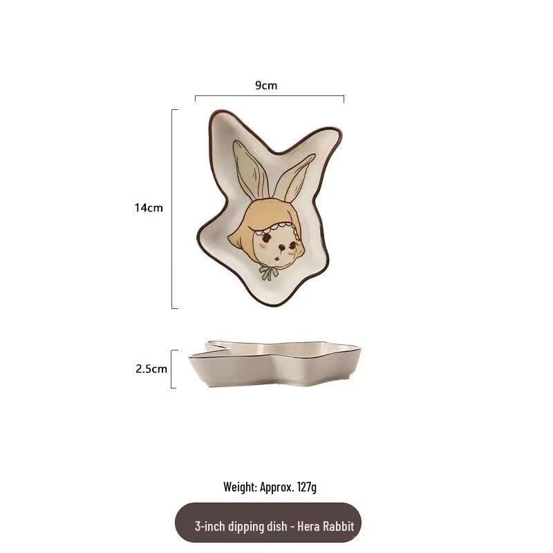 Coffee Rabbit French Style Ceramic Dinner Plate