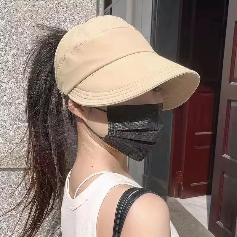 Schnelltrocknender Hut, Sommer, leere Kappe, Damen-Upgrade, kann Maske aufhängen, Outdoor-Visier, dünner, schnelltrocknender Sonnenschutzhut