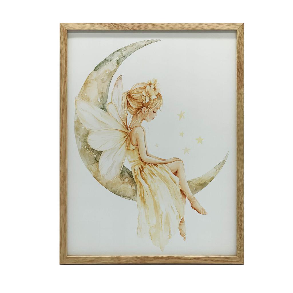 Wróżka Na Księżycu Wróżka Na Księżycu, 50X70 Cm, Rama Drewniana Jasny Dąb, Papier Matowy 230 Gsm