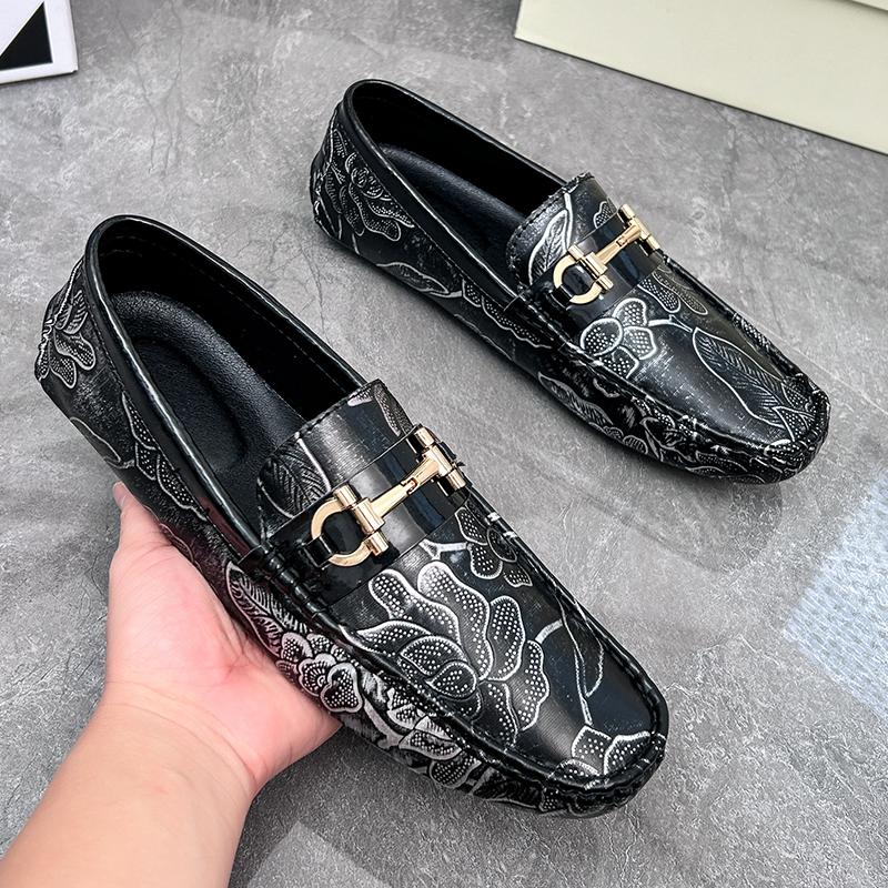 Realheren Mens Loafers Shoes Italian Luxury Designer PU Leather Loafer Casual Driving Flats Slip-on Shoes Driving Moccasins
