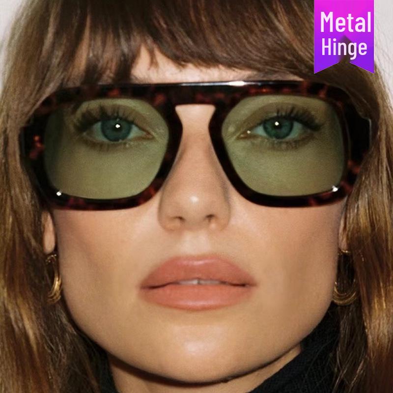 2024 Retro Single Beam Square Sunglasses - Trendy European & American Style for Influencers
