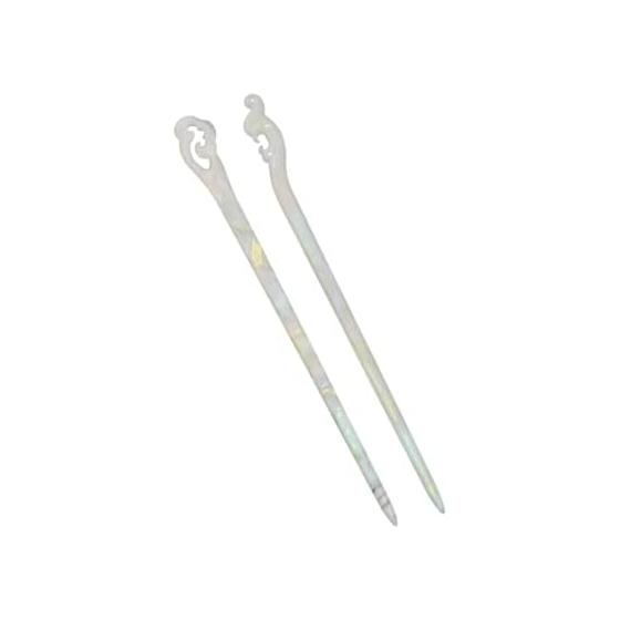 Tortoiseshell-style Stick Hairpin, Simple Hair Accessory, Pearl Color, for Yukata