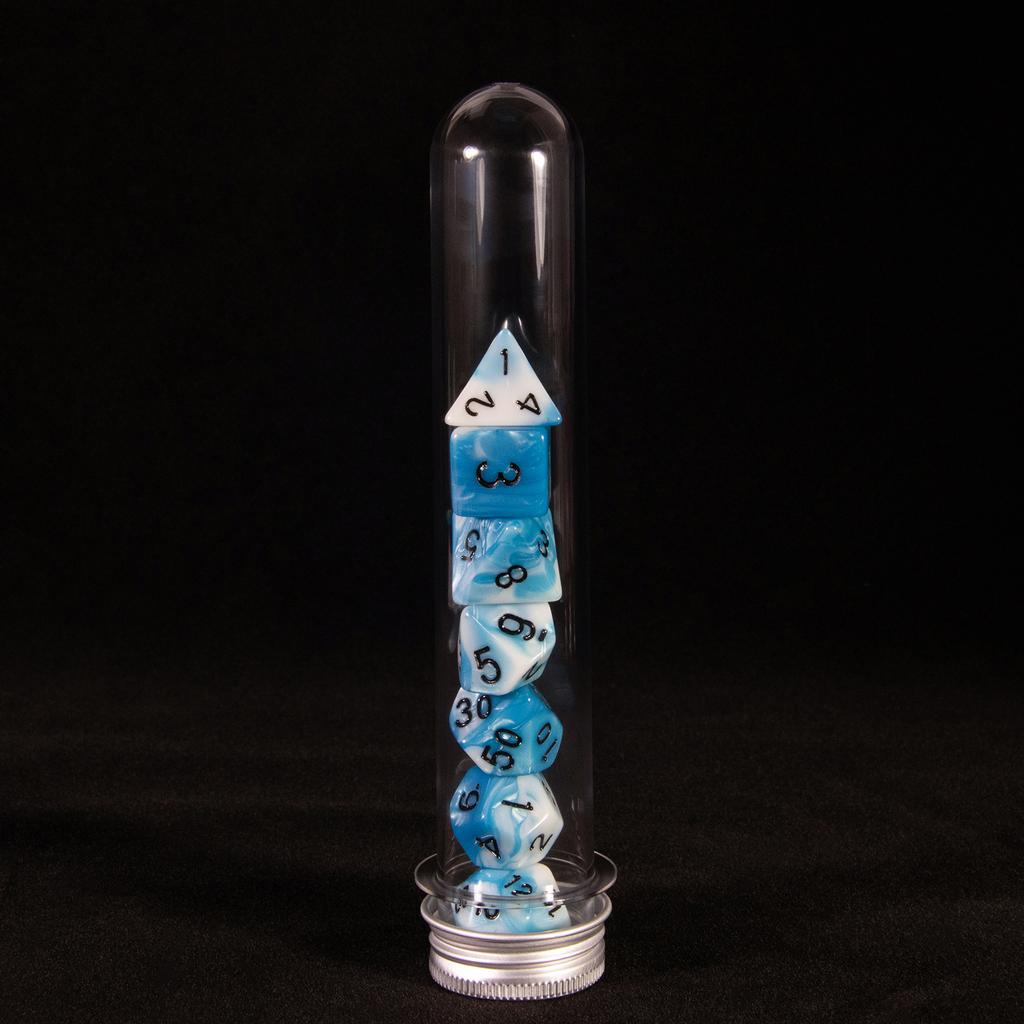 7 szt. Wielościenne kostki w mieszanych kolorach z tubą do DND TRPG RPG Cthulhu COC Gra planszowa Drużyna prowadząca Zestaw kości DND