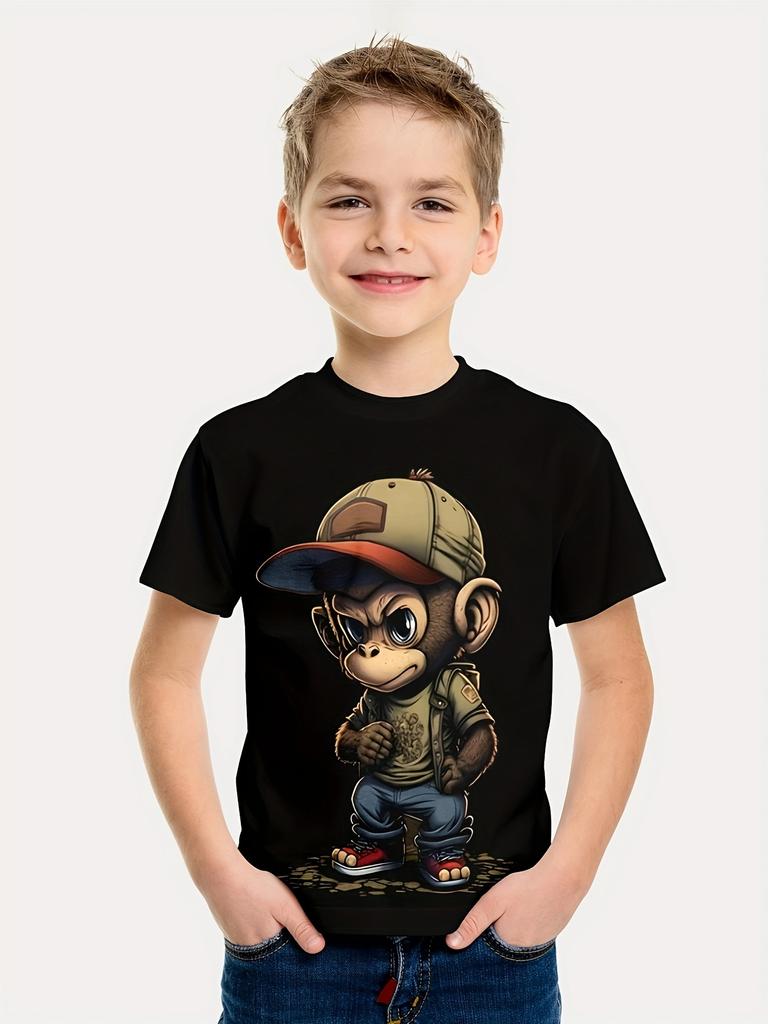 Zábavná zvířátka 3D tištěné chlapecké kreativní tričko ležérní dětský top s krátkým rukávem