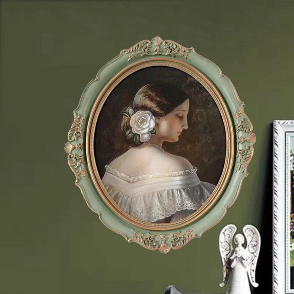 Elegant Vintage Resin Photo Frame, Antique Ornate Tabletop and Wall Decorative for Bedroom