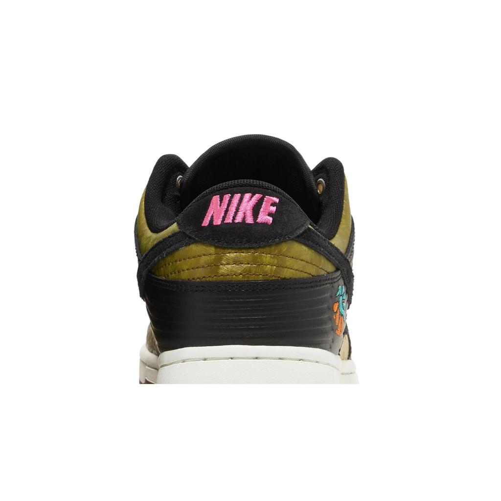Nike Womens Dunk Low 'Día De Muertos' (women's sizes) Black / Khaki / Metallic Gold / Medium Ash / Sail / Clear Jade Skate Shoes FQ8148 010