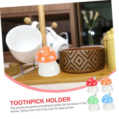 Hoement 4-Piece Dental Floss Storage Box with Mushroom-Shaped Toothpick Holder, Stylish Design for Home Use, Hotels, and Restaurants