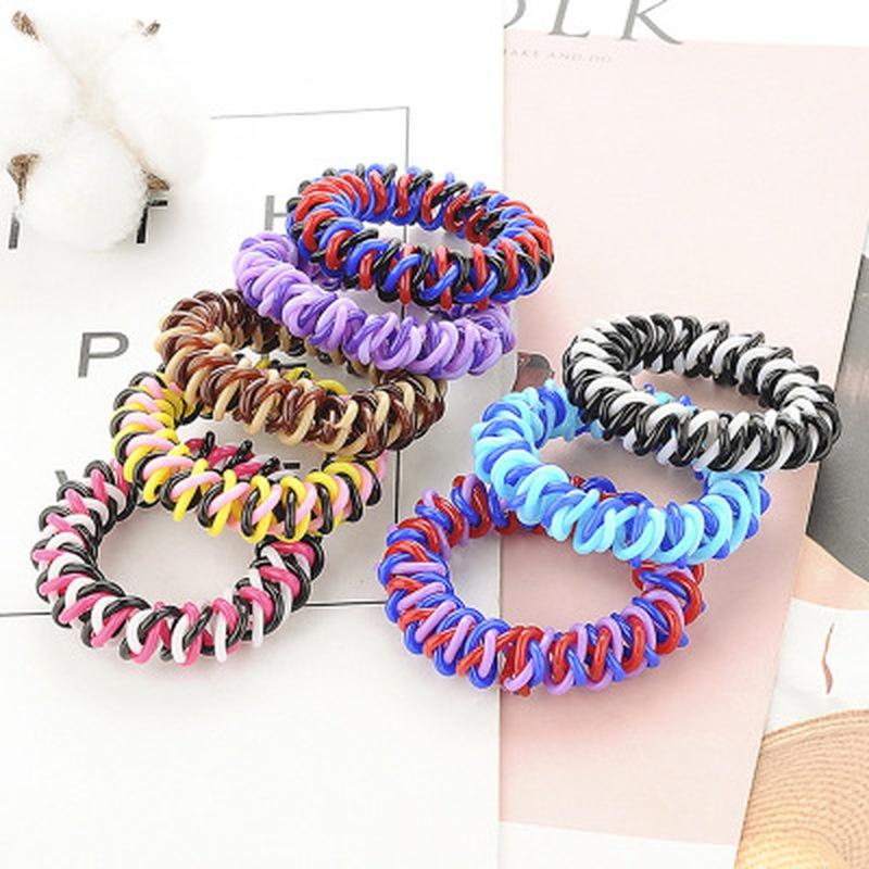 5pcs Braided Cord Phone Wires Hair Hair Accessories Women Rubber Bands Girl Rubber Donut Ponytail Haircut Gum(Random Color)