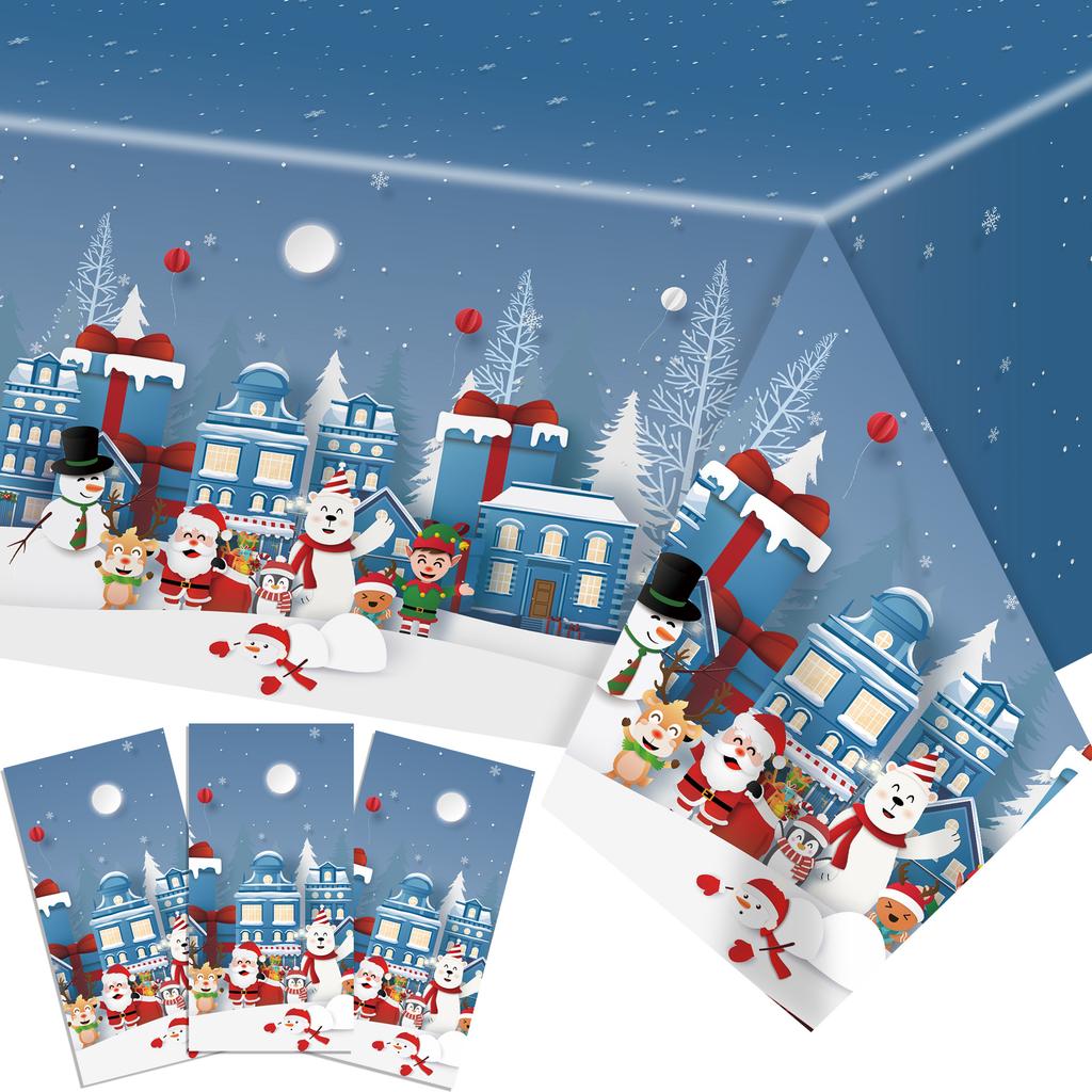 Christmas Theme, Disposable Pe Tablecloth, Christmas Thickened And Durable, Suitable For Christmas Party/Picnic/Household