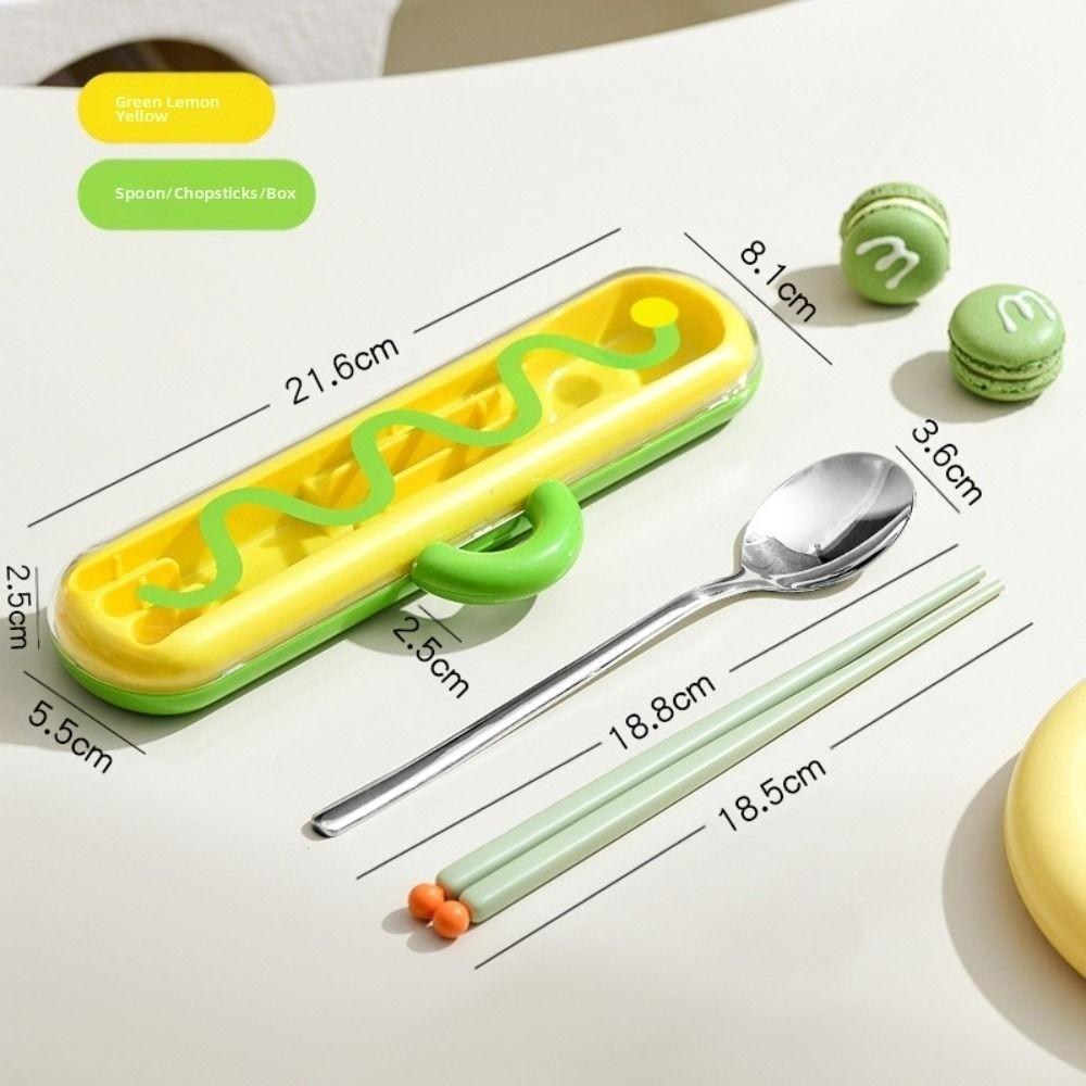 304 Stainless Steel Tableware Set 3-piece Set 2-piece Set Spoon Fork Set with Carrying Box Dopamine Cutlery Set Box