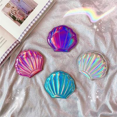 Dream Laser Color Shell Shape Makeup Mirror Magnifying Mirror Portable Double-sided Folding Pocket Kawaii Makeup Accessories