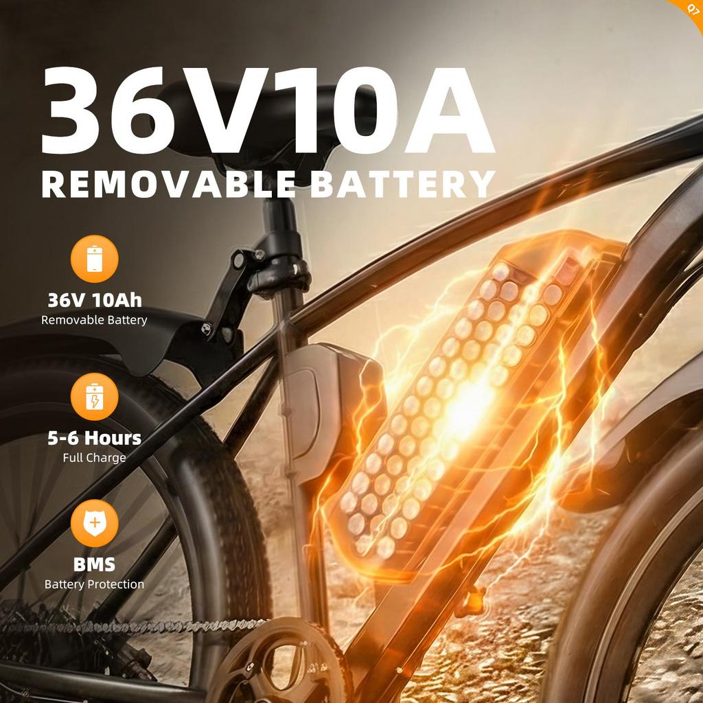 Aairsk 26'' Elektrofahrrad für Erwachsene, 250W Motor E-Bike, 36V 10Ah Abnehmbarer Akku, 25 km/h E-Mountainbike NFC
