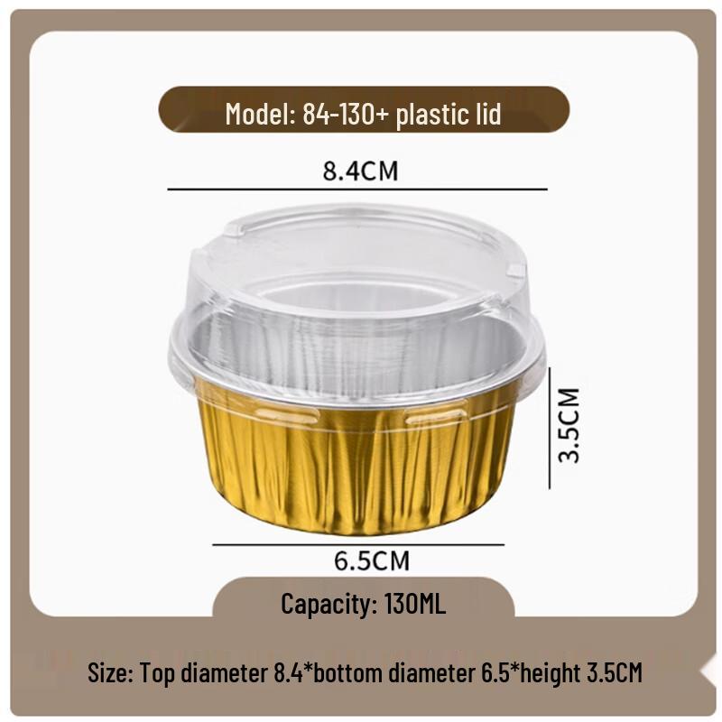 Shengbilai Disposable Round Aluminum Foil Meal Boxes with Plastic Lids, 130ml